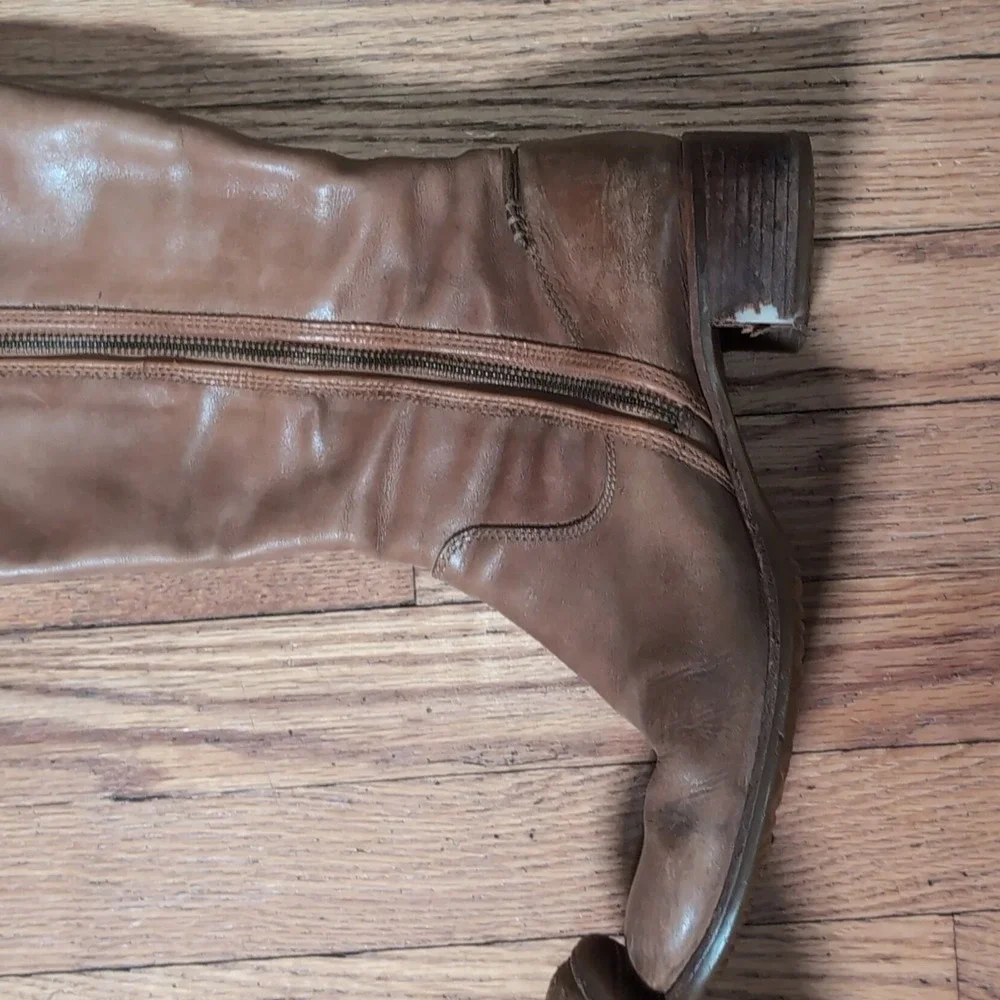 Timberland Savin Hill Riding Boots Women's 9.5M Brown Leather Zip Knee High